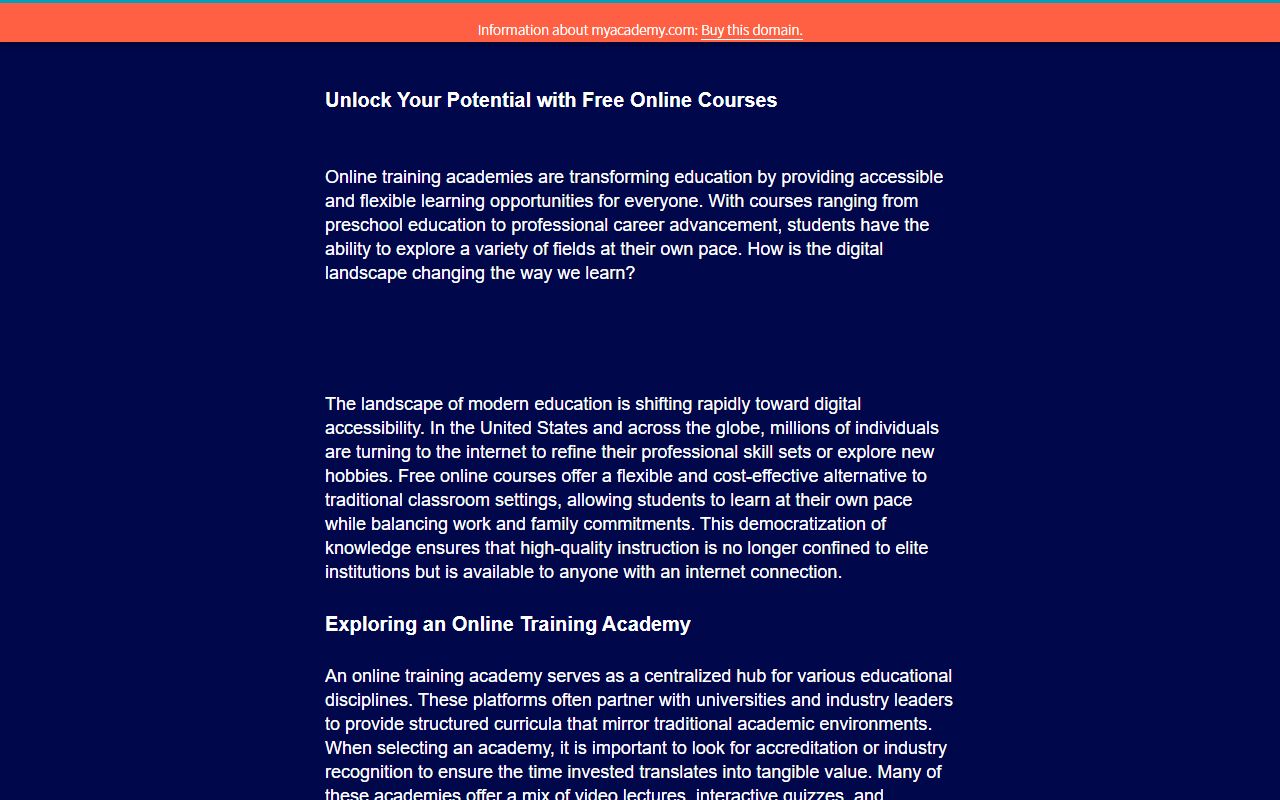 MyAcademy website screenshot